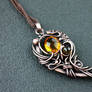 Unusual copper pendant with yellow quartz