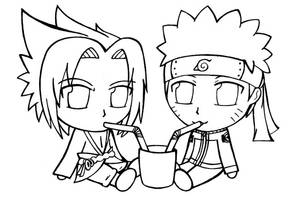 Chibi SasuNaru lineart