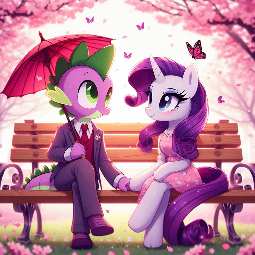 Spike and Rarity romantically sitting (AI) by ncolque on DeviantArt
