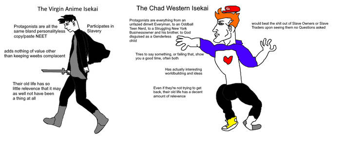 Virgin Anime Isekai vs Chad Western Isekai