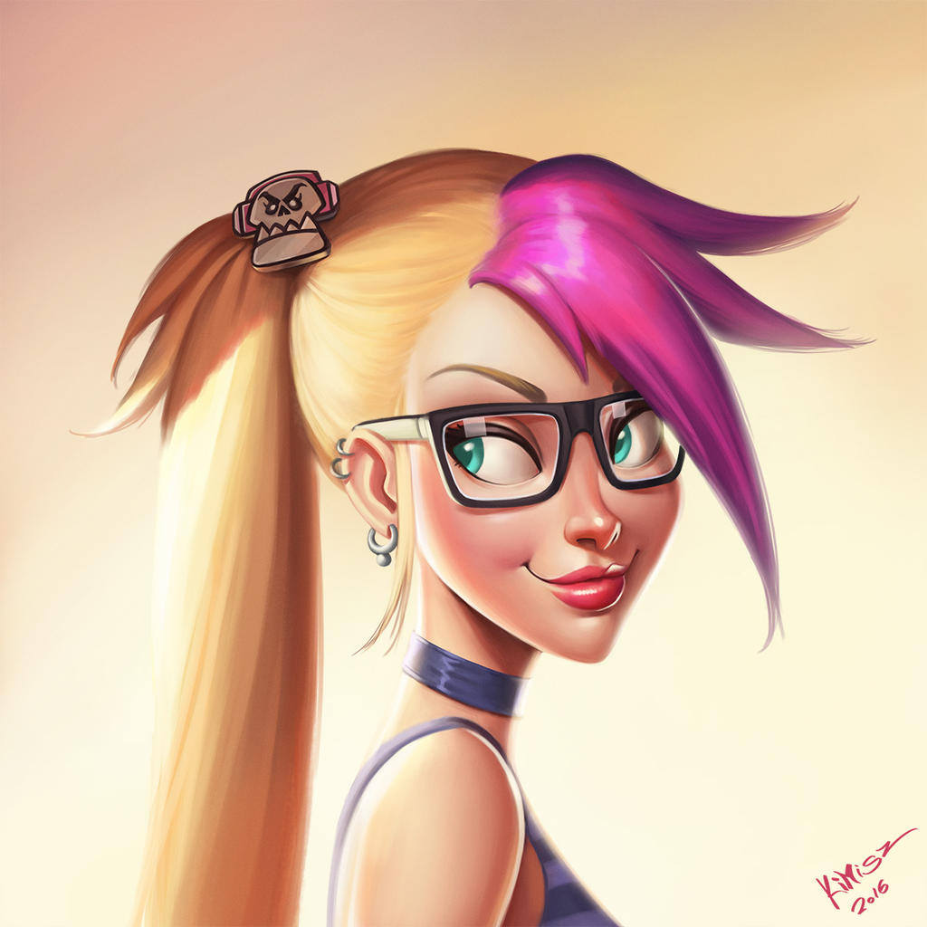 Punk Geek Girl Portrait by KimiSz on DeviantArt