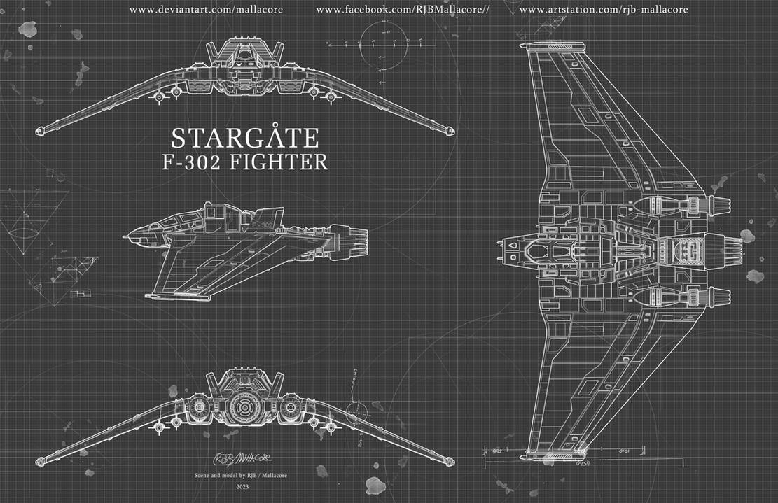 Blueprint 3d Render - F-302 Fighter by Mallacore on DeviantArt