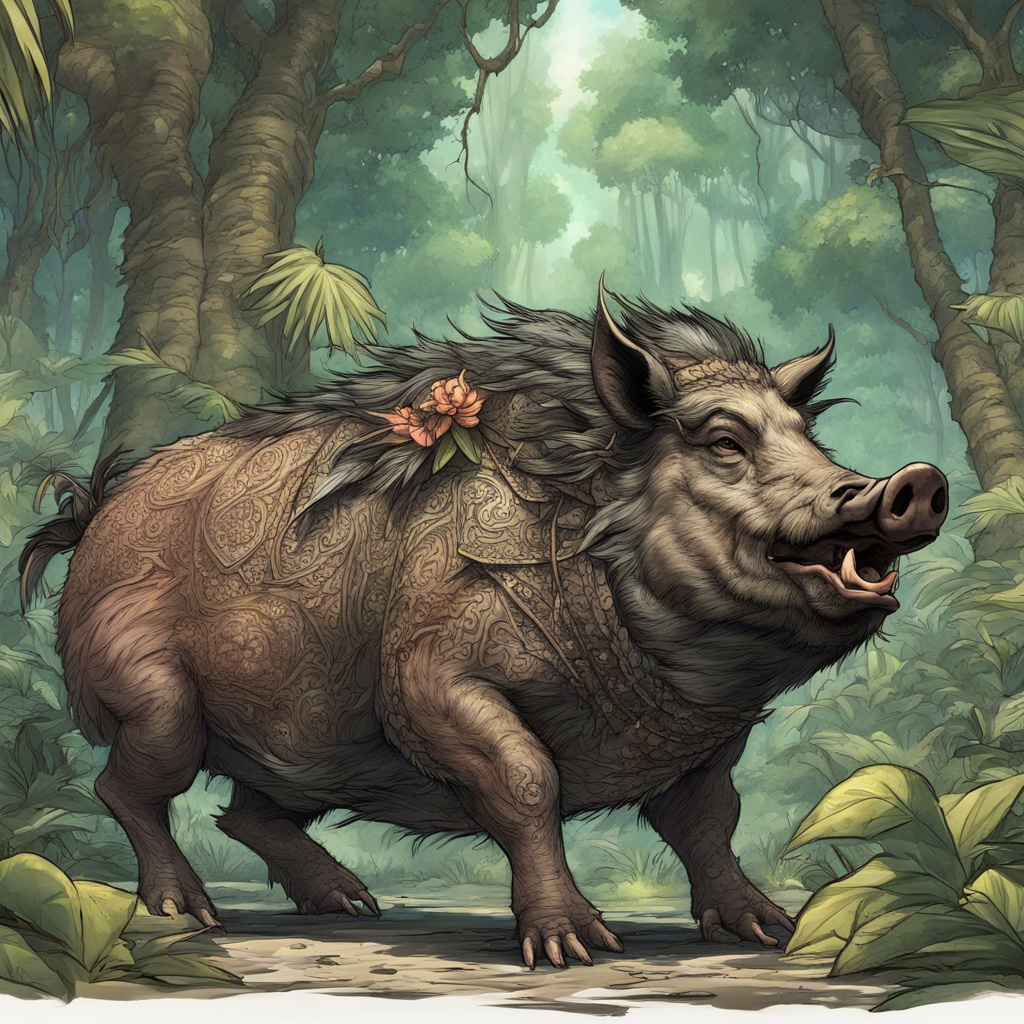 Boar Monkey Deviantart Giant Sacred Wild Thai Boar In Jungle by Buddhas-Magic on DeviantArt