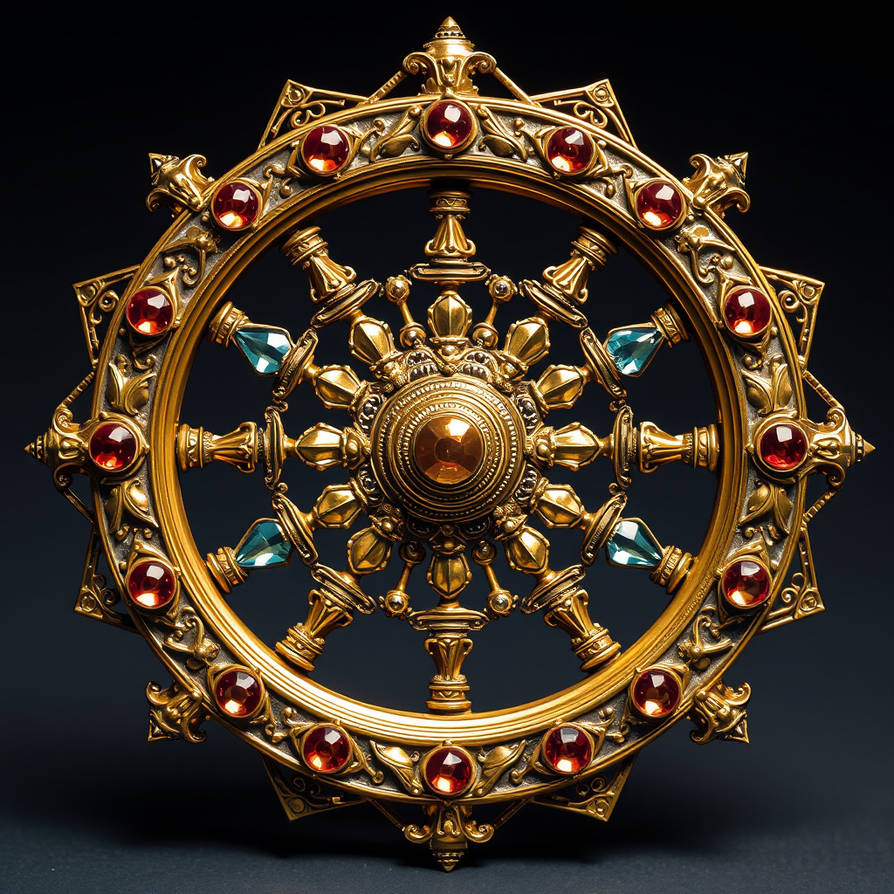 Jewels Encrusted Dharma Wheel