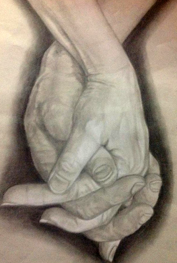 Hands Charcoal Drawing