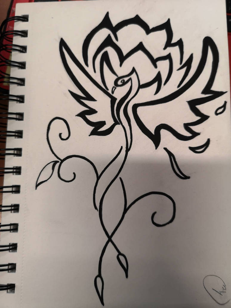 Phoenix and lotus flower tattoo by KwanittaDraw on DeviantArt