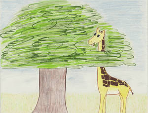 Giraffe Munching Leaves