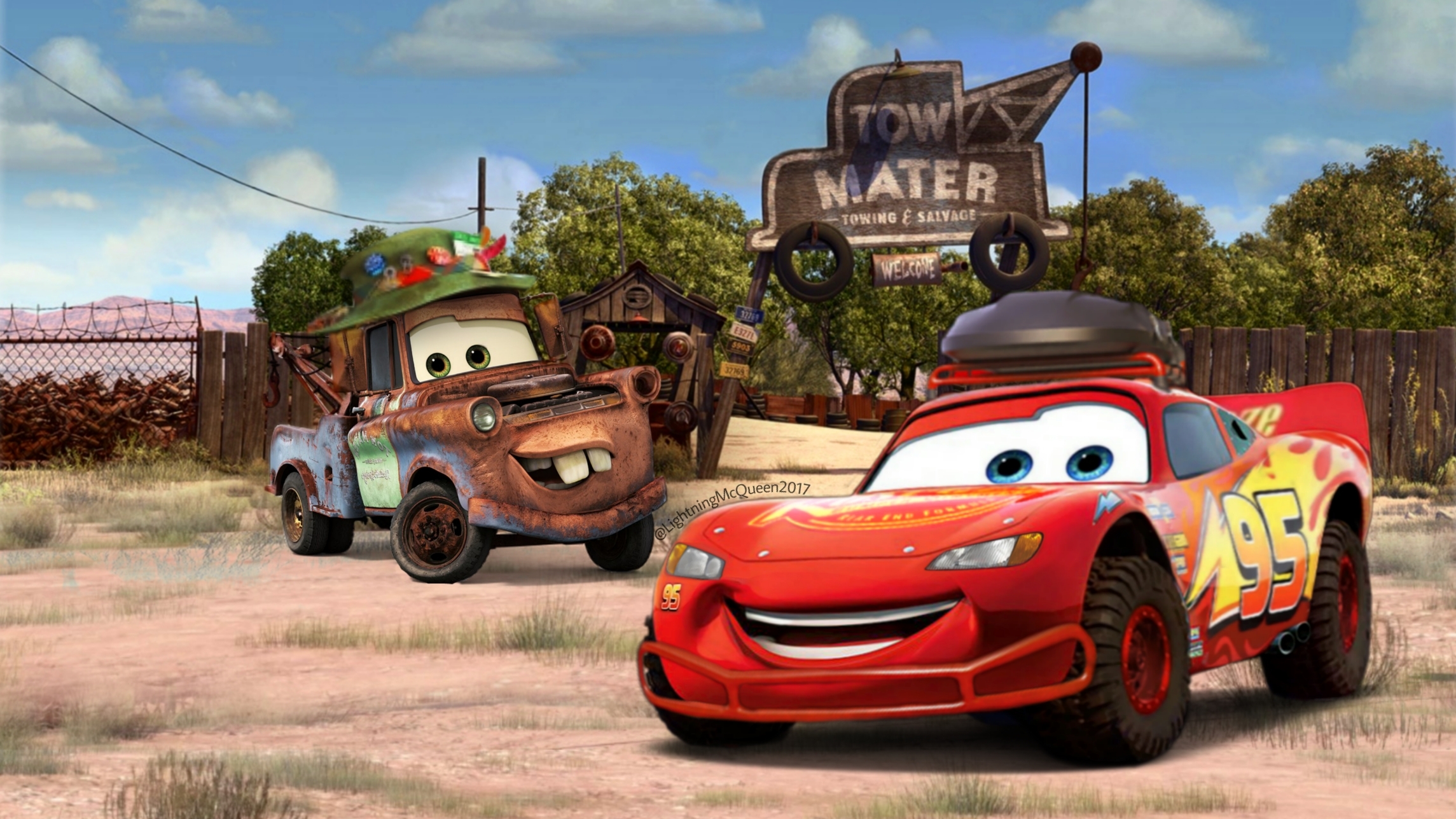 lightning mcqueen and mater and sally