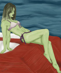 Teen She Hulk on a Boat