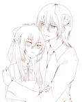 Demonic Anime Couple Lineart by CorenB