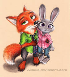 Nick and Judy (Zootopia fanart)