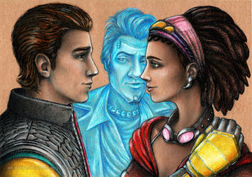 Rhys, Sasha and Handsome Jack by Akadio