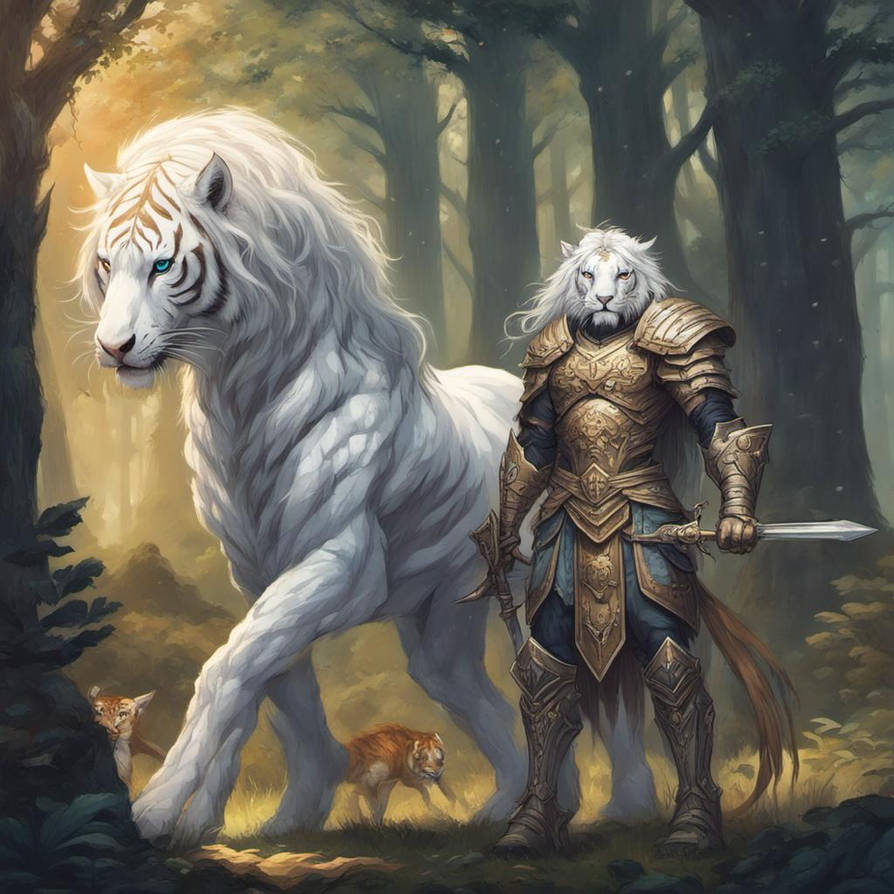 Humantaurian Humanoid Tiger Man with Mythical Tiger Mount by velyssara on DeviantArt