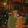 A kiss under the mistletoe