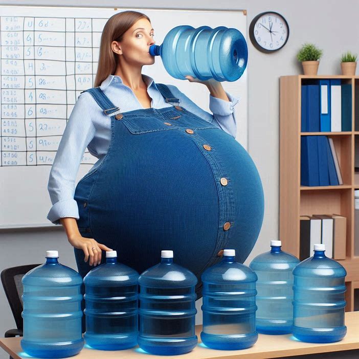 Teacher is rather thirsty, gets a huge belly.