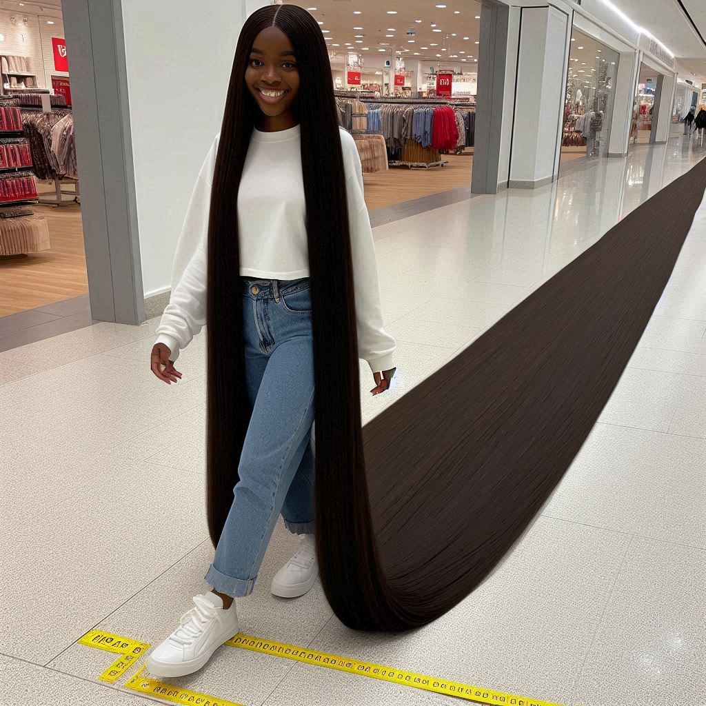 Black Rapunzel shopping in the mall
