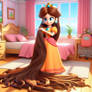 Princess Daisy lets her hair grow.