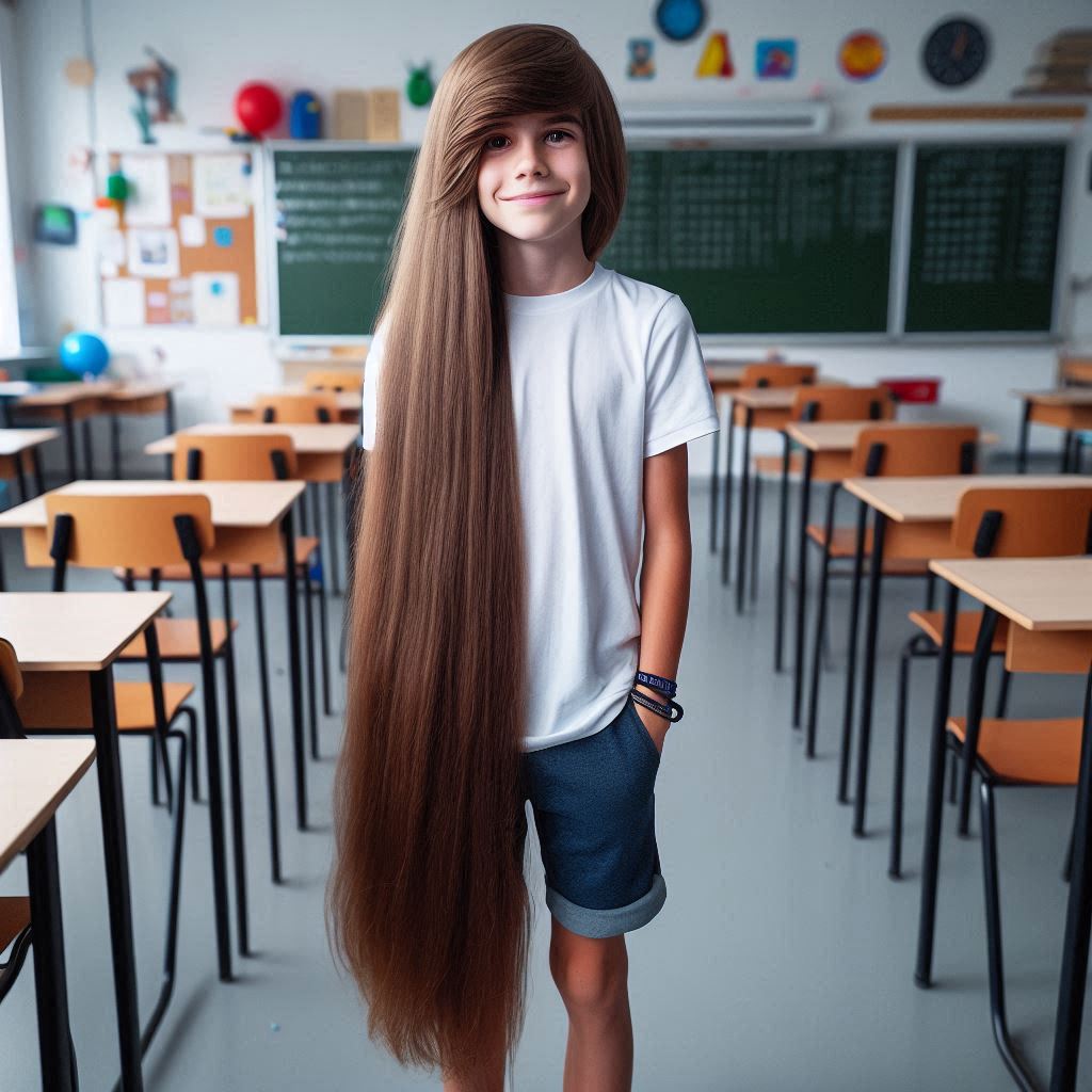 The First Day of School with Very long hair