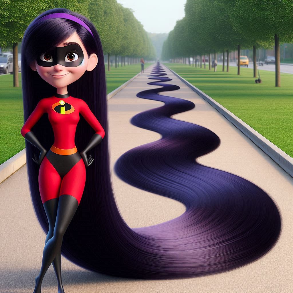 Violet Parr with absurdly long hair