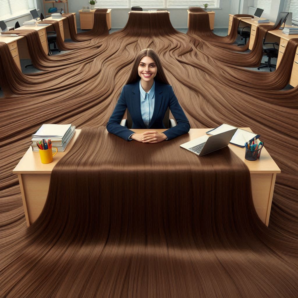 The principal's office of long silky hair
