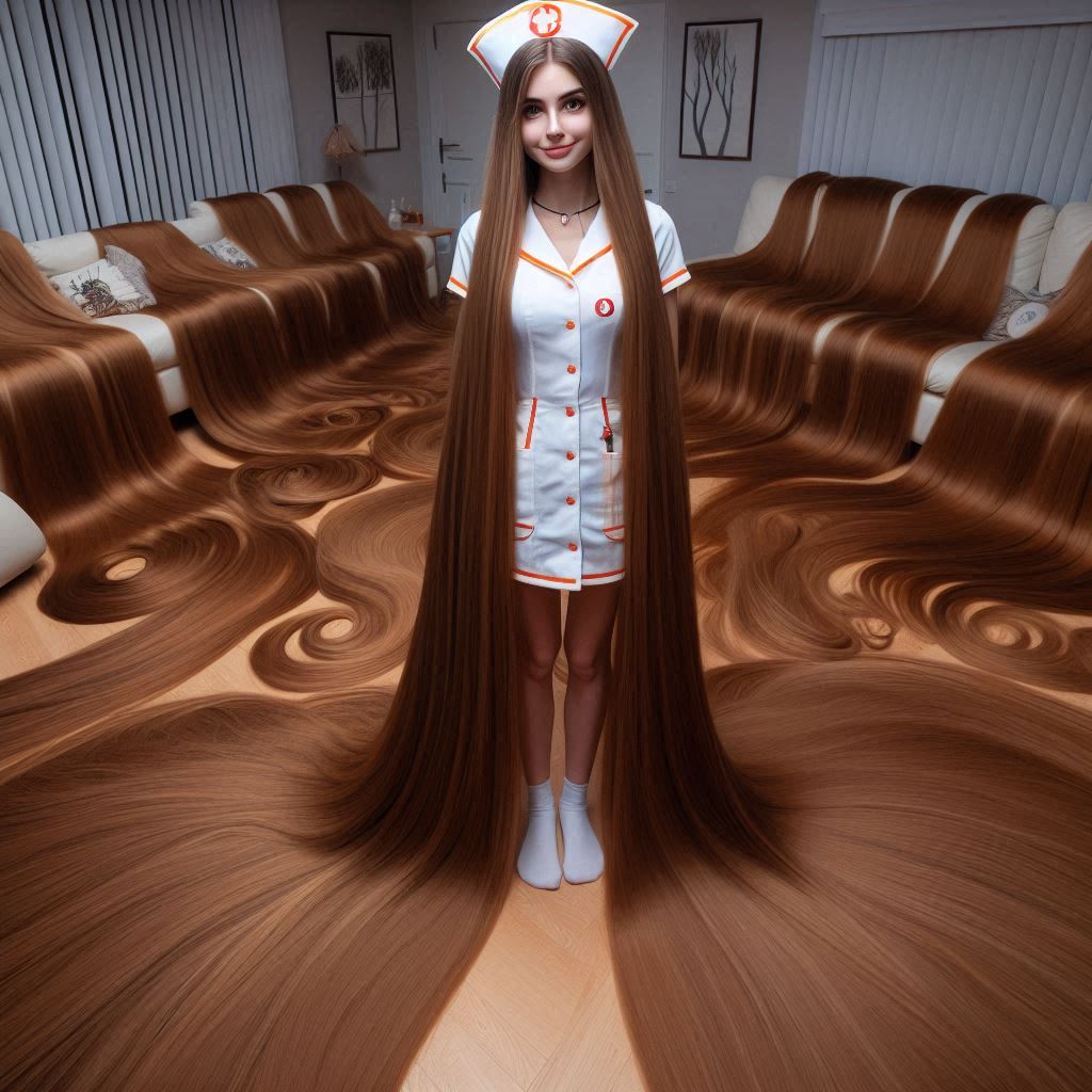 Mom's Long Hair and Nurse Costume