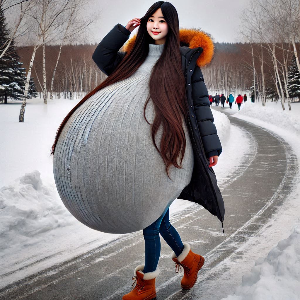 Keeping my Huge Belly warm on a snowy walk