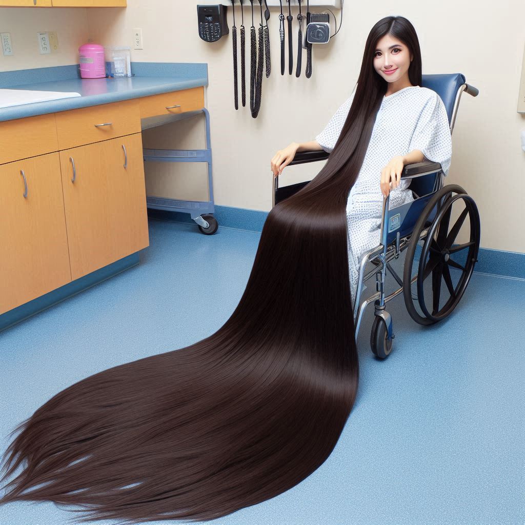 Getting a checkup with my 10-foot long dark hair