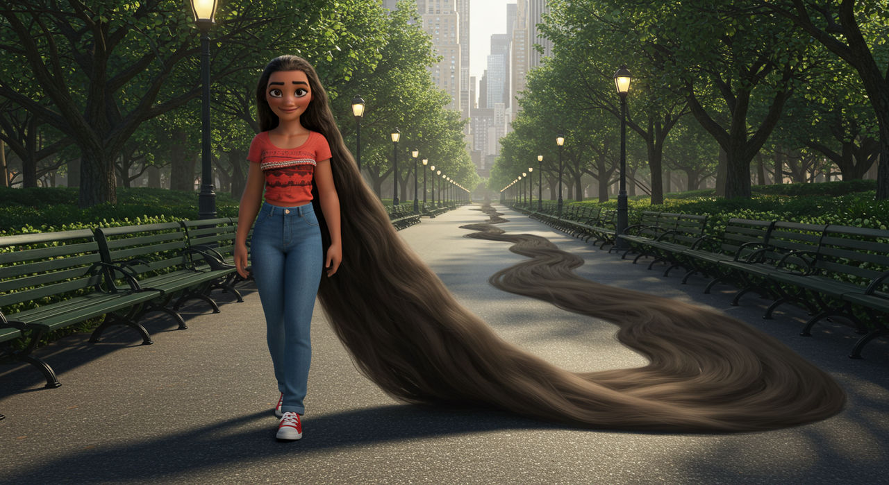 Moana and her Super Long Hair in New York