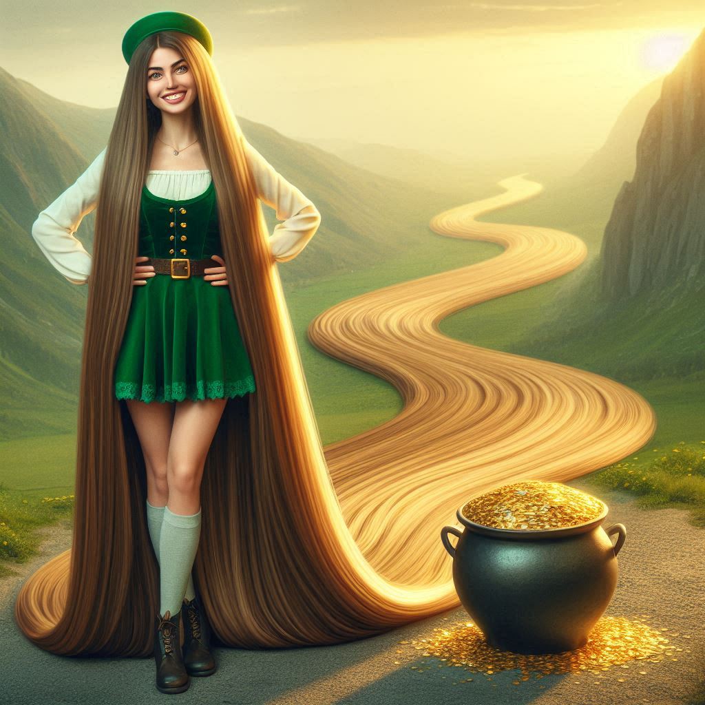 The Leprechaun Rapunzel with her pot of gold