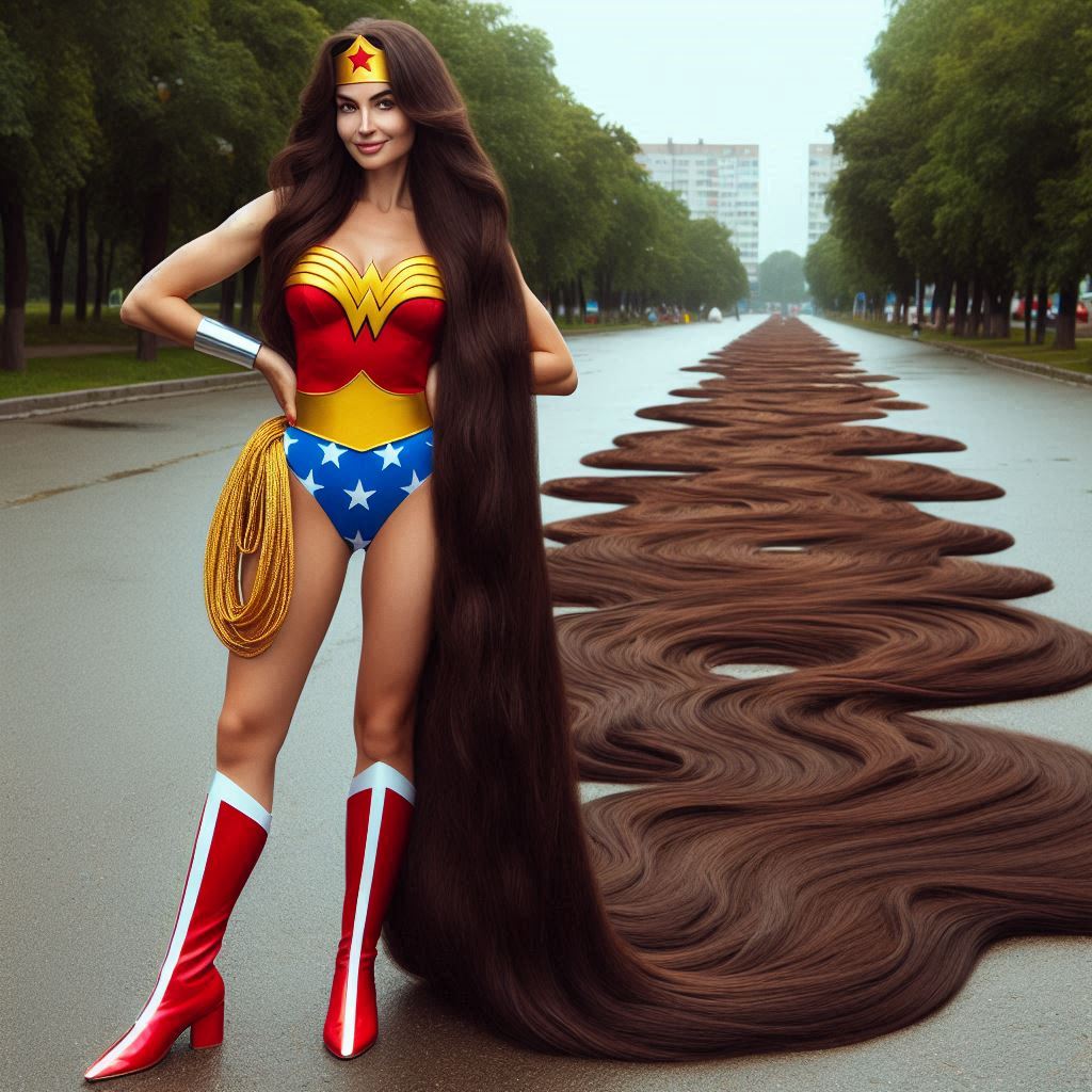 Wonder Woman and her 30-meter long hair