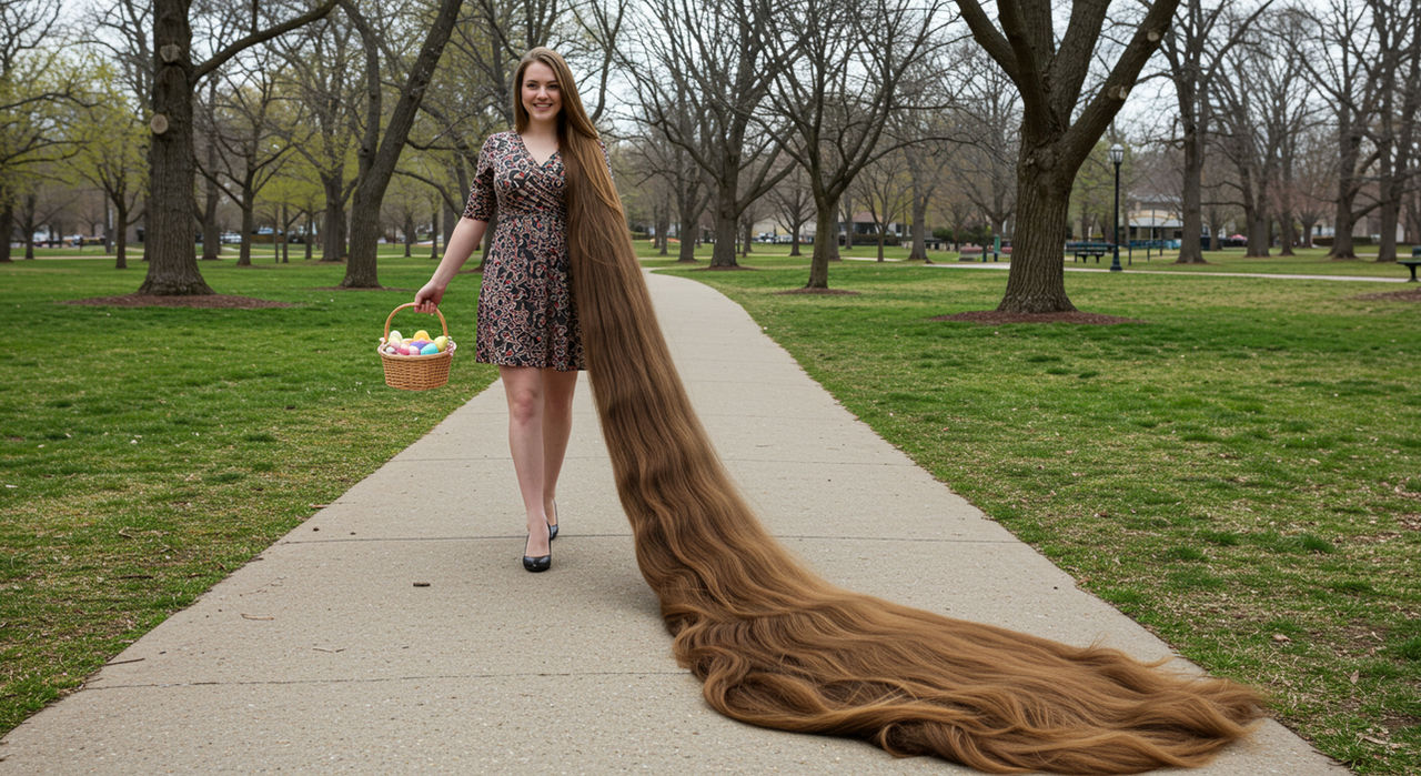 A nice easter walk with extremely long hair
