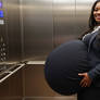 Huge Belly in an Elevator