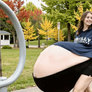 College Girl walking with the Biggest Belly