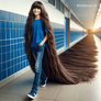 A Boy heads to class with his Super Long Hair