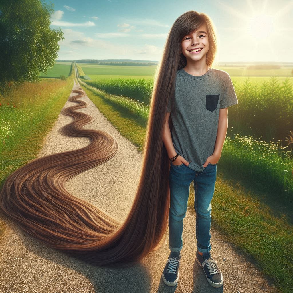 A boy with 32-foot Super Long Hair