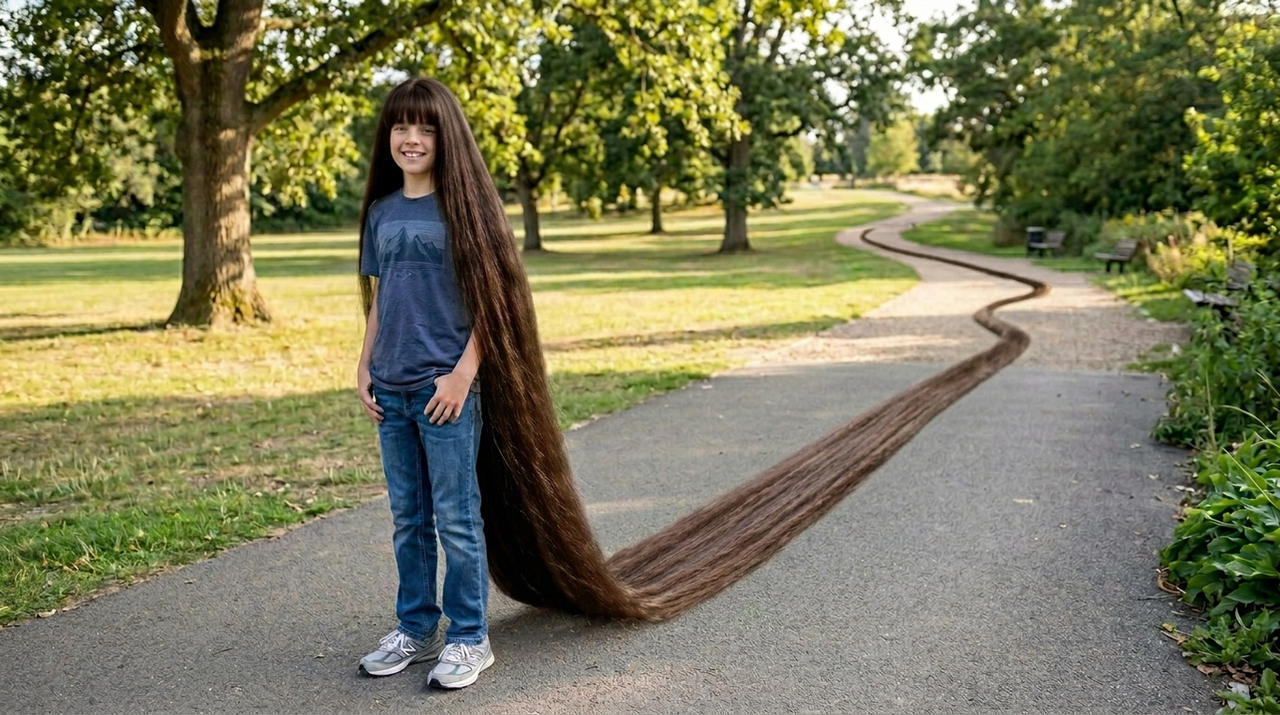 The boy with the longest, thickest hair ever.