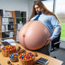 A businessman and his chocolate filled large belly