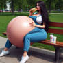 Eating lunch for My Huge Belly in the Park