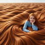 Ellie resting in her endless long silky hair
