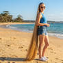 Samara Weaving on the Coast with her Long Hair