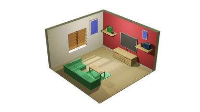 Low Poly Living Room Render 1