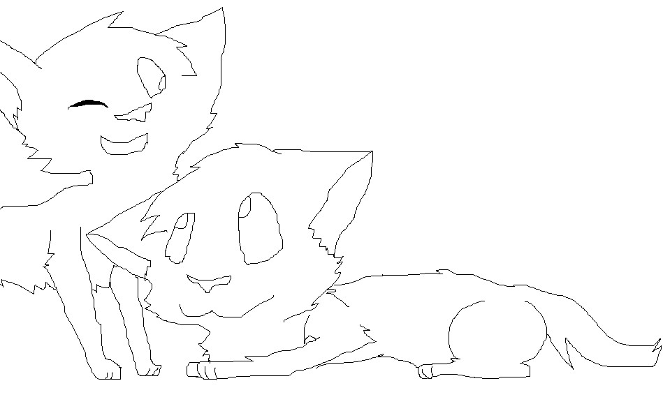 2 Kitties line art