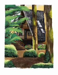 Woodland House Digital Landscape Painting