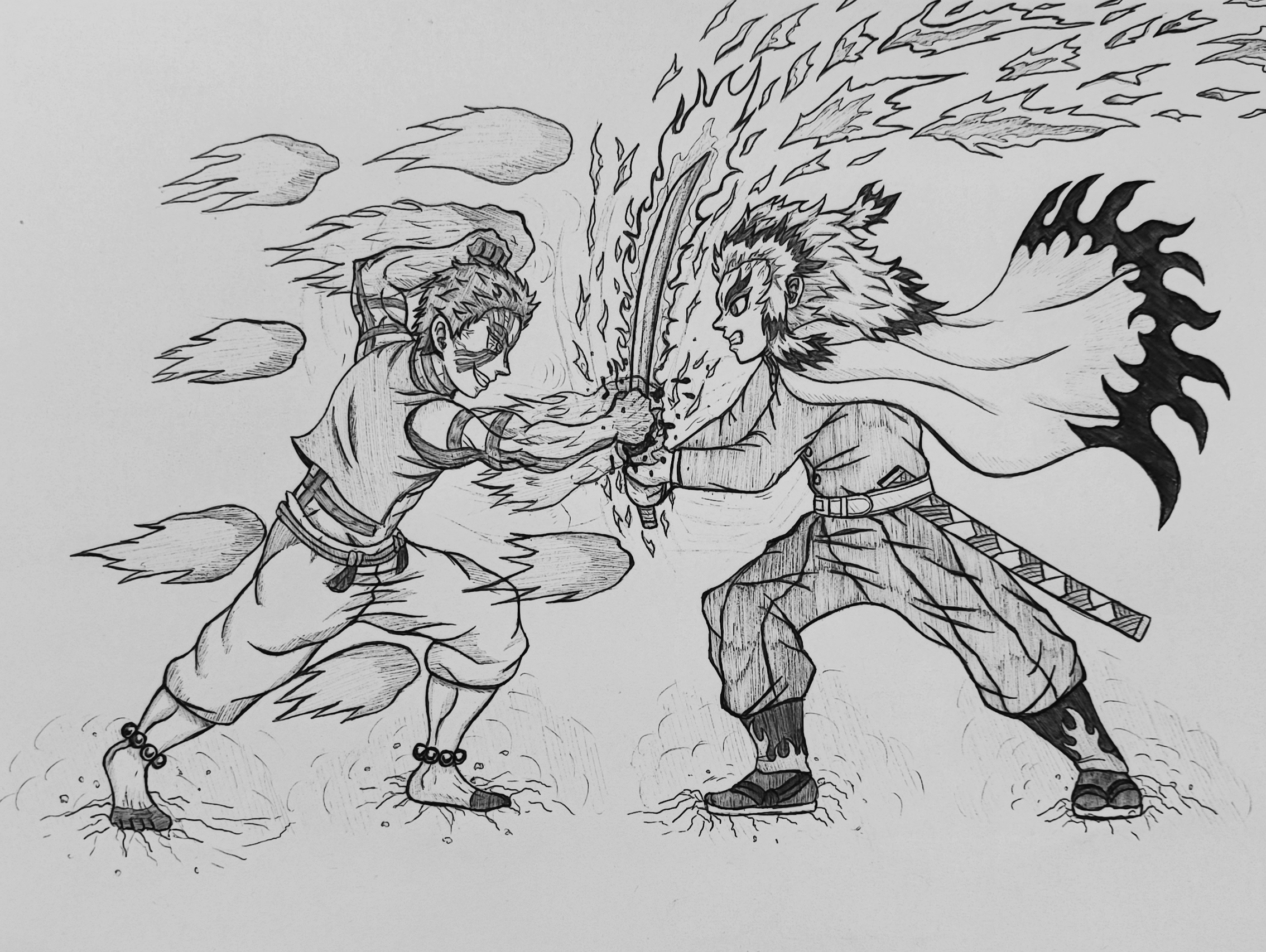 How to draw Rengoku vs Akaza (THE MOVIE) Demon Slayer complete step by step  2 