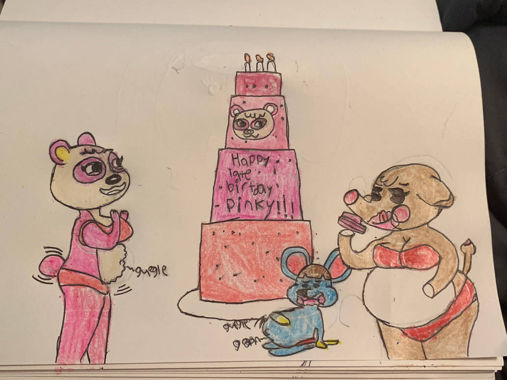 Pink Cake Deviantart Pinky and her all pink late-birthday cake by skunkman707 on DeviantArt