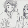 rough sketch of link and zelda