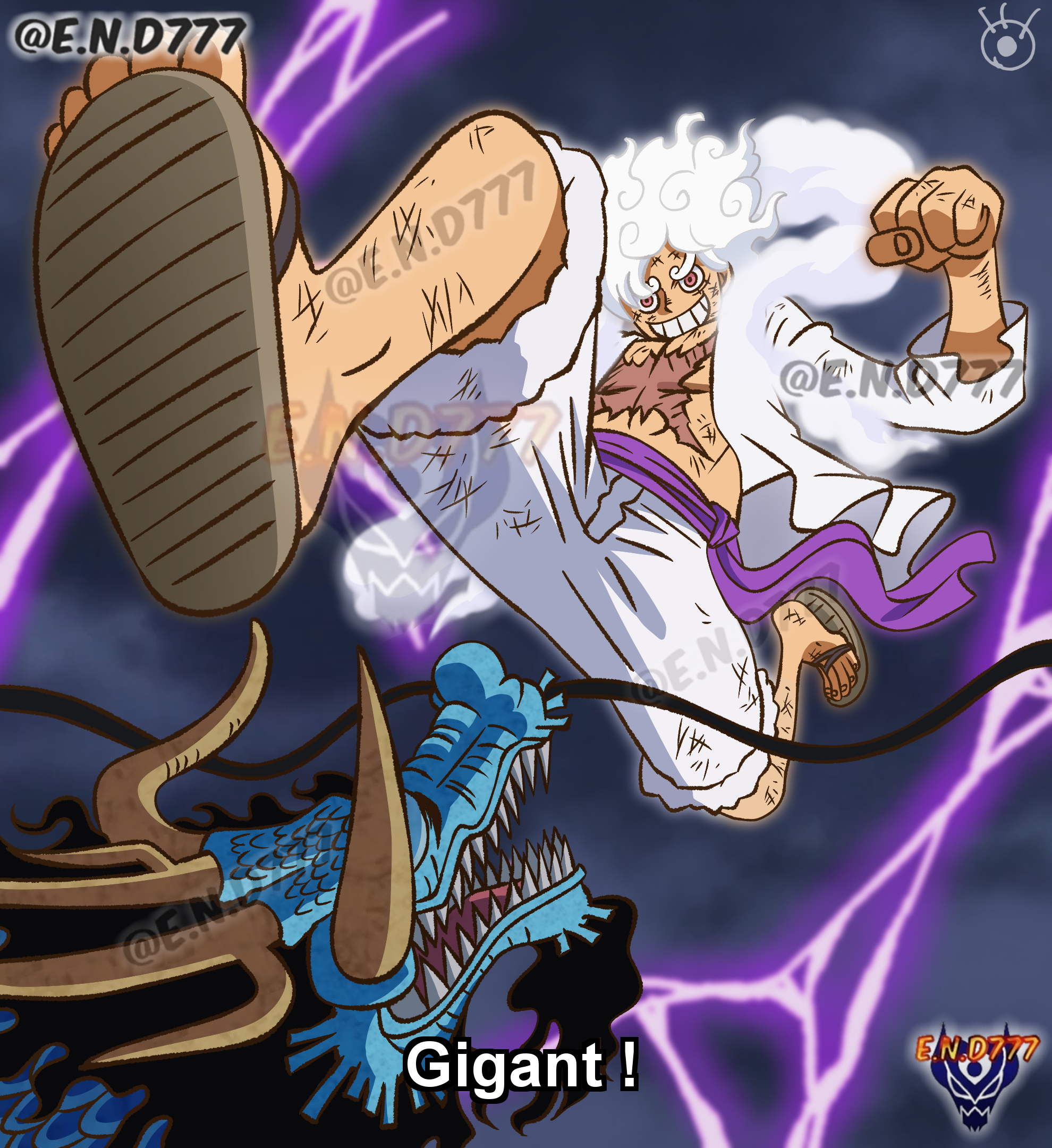 Luffy Gear 5 VS Kaido by ryusdrawing on DeviantArt