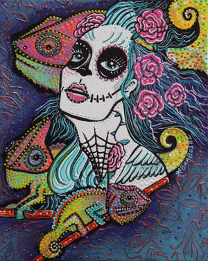 Chameleon Sugar Skull by barbosaart