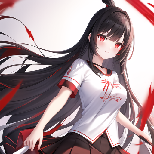 Mobile wallpaper: Anime, Skirt, Original, Red Eyes, Black Hair, Long Hair,  1327541 download the picture for free.