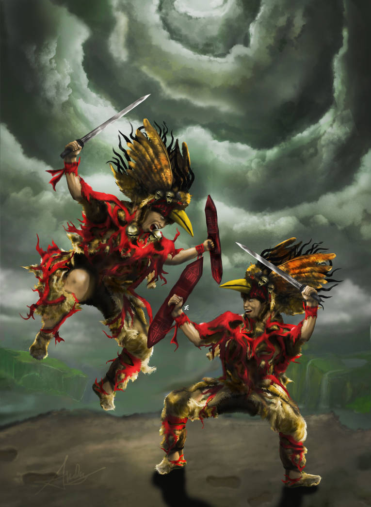 Asian Red Warrior in Battle